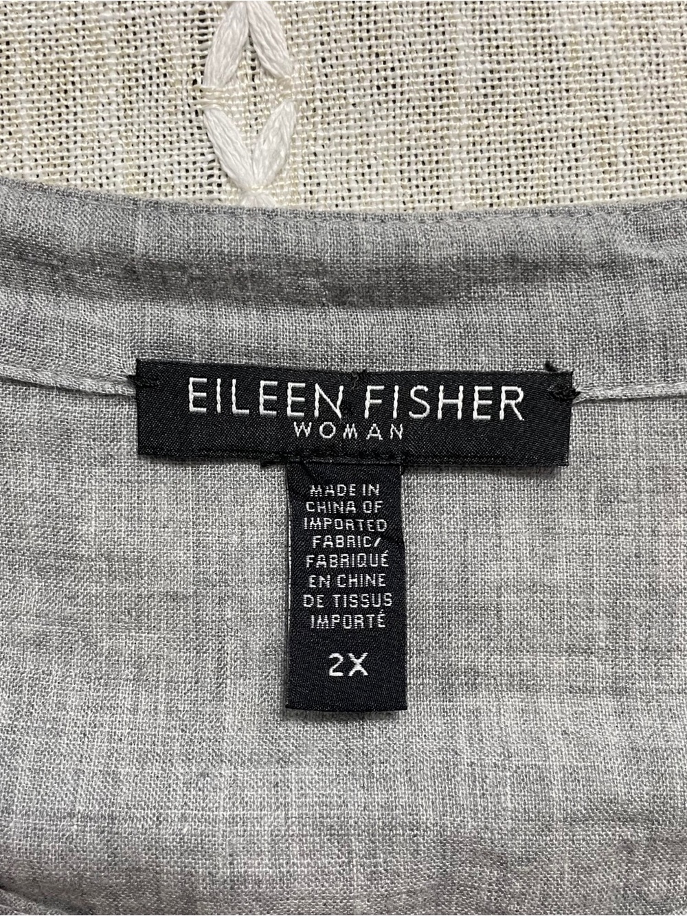 Eileen Fisher Light Gray organic cotton Button-Front  Midi Dress shirtdress 2X - Picture 11 of 13